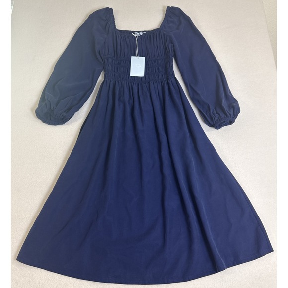 Hill House Dresses & Skirts - Hill House Jasmine Nap Dress Midi Small Navy Blue Lyocell Boho Timeless Staple